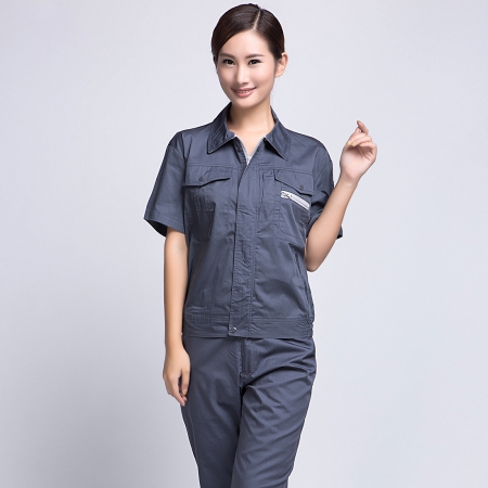 灰色春秋短袖工作服
